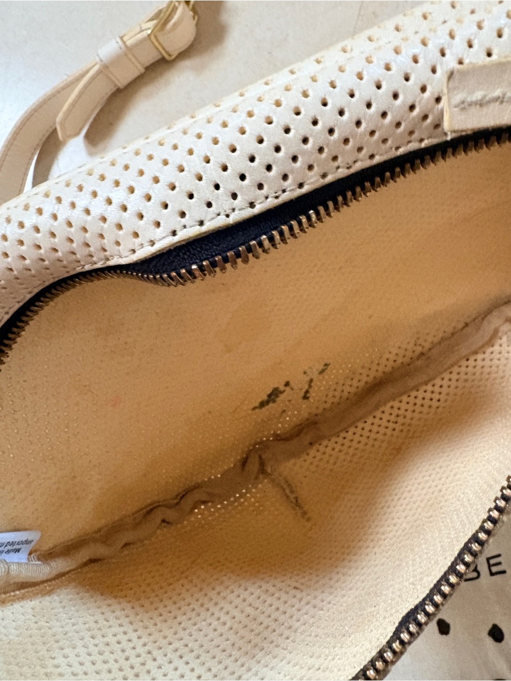 Clare V Grande Fanny pack crossbody in white perforated leather - Picture 2 of 8